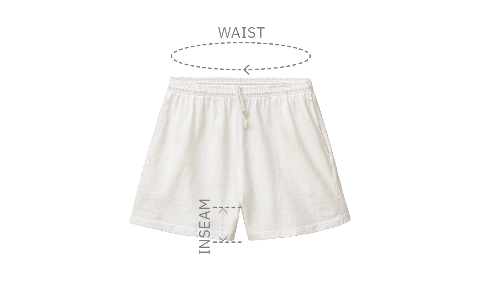 Shorts measurement diagram: waist and inseam